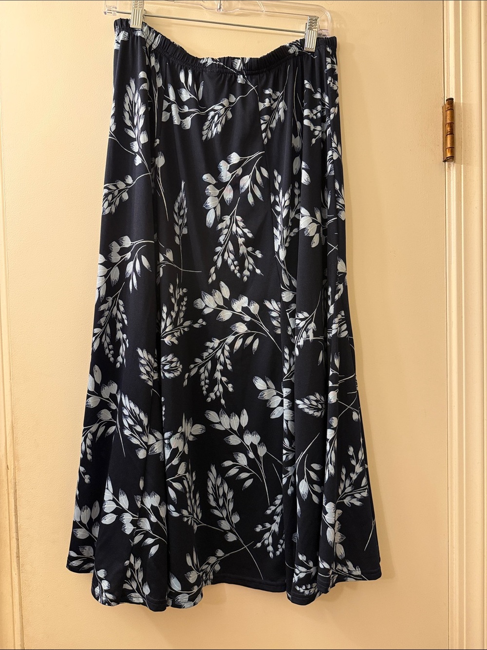 Blair Black Maxi Skirt with White Botanical Print